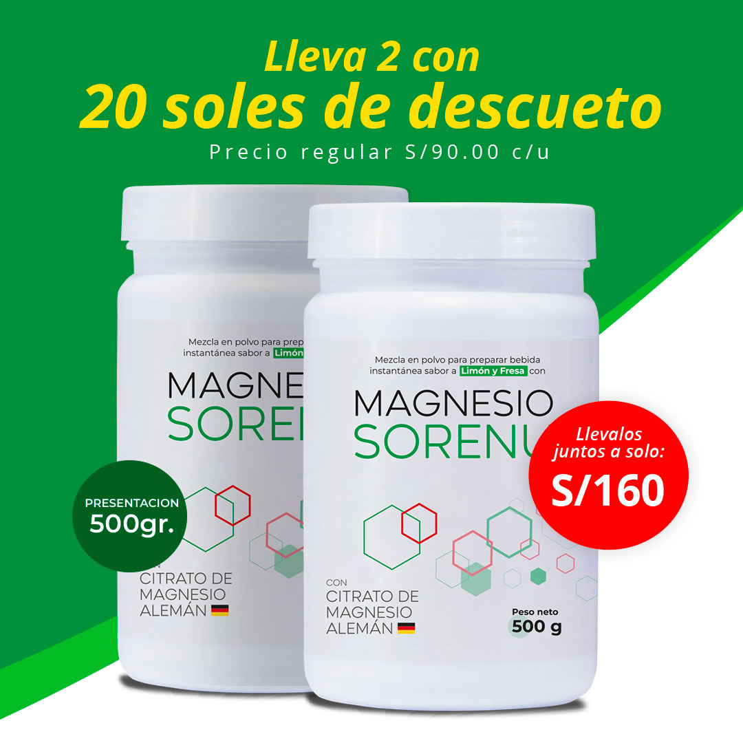 Promoción 2 potes de Citrato de Magnesio SORENU